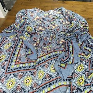 Maurices Blue Kimono with Floral Accents